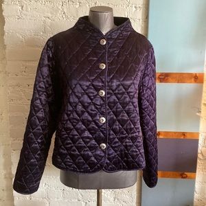 Vintage 1940s black quilted satin jacket size M